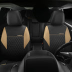 CAR PASS Quilting Leather Front Seat Covers, Automotive Waterproof Deluxe PU Premium Vinyl Luxury Two Front Seats Only Univer