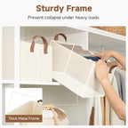 StorageWorks Storage Bins, Shelves Baskets for Organizing, Fabric Closet Organizers with Handles, Metal Frame, Beige-Texture,