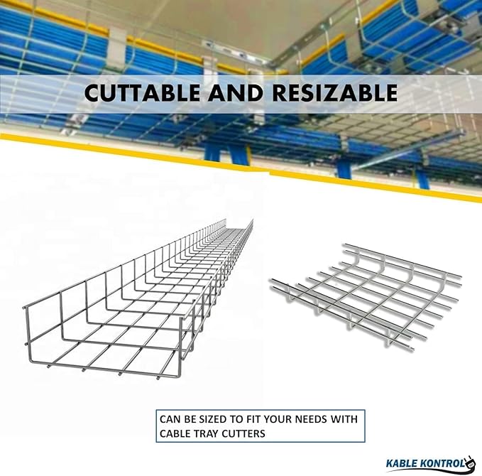 Kable Kontrol Cable Tray- 5 Feet Long - 18" Width, 4” Depth – Wire Mesh Tray Cable Management Rack Cords Organizer Cable Bask