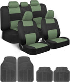 BDK PolyPro Car Seat Covers Full Set Combo with Front and Rear Waterproof All -Weather Car Floor Mats - Universal Fit Automot