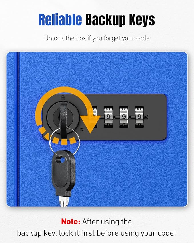 Uniclife 60 Keys Key Lock Box with Code, Wall Mount Key Box, Key Cabinet with Key Racks and Tags, Lock Box for Keys, Key Lock
