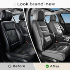 Coverado Car Seat Covers Full Set, Seat Covers for Cars, Front Seat Covers and Back Seat Cover Waterproof Leather Automotive 