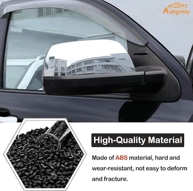 Car Door Rear View Mirror Cover Trim Compatible with Toyota Tundra 2007-2021 Sequoia 2008-2020 Exterior Rearview Mirror Housing Cap Protector Accessories, Only Fit Without Turn Signal Lights Version