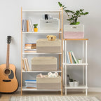 COMFY-HOMI 2 pcs Large Storage Baskets for Shelves, Laundry Basket, Woven Rope Basket, Closet Organizer Bins for Clothes Blan