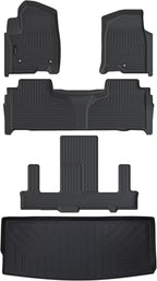 AUXKO All Weather Floor Mats & Cargo Mat for 2026 2025-2021 Chevrolet Tahoe & GMC Yukon(Not XL) & Cadillac Escalade 7 Seat 2 Row Bucket Seat Accessories Odorless Anti-Slip Liner Black