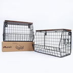 Mefirt 2pcs Fruit Basket Kitchen Storage Basket with Wood Lid, Stackable Wall Basket Fruit Basket for Kitchen, Countertop Org