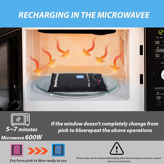 1000g Car Dehumidifier Bag with Non-Slip Dashboard Mat | Microwave Rechargeable Silica Gel Desiccant | Absorbs Moisture & Con