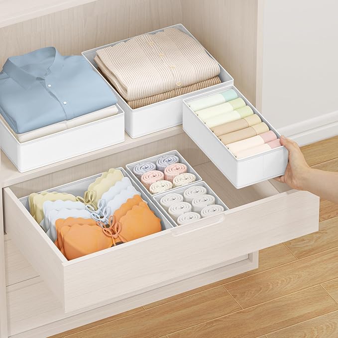 DIMJ Drawer Organizer Clothes Storage - 24 Pack Baby Dresser Organizer for Nursery, Small Fabric Closet Drawer Organizer Bins