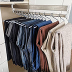 THEGA Heavy Duty Extendable Pull Out Closet Rod - Closet Clothes Hanger Rail, Load 25kg Pull Out Closet Clothes Hanger Rail, 