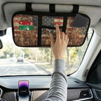 Deer Print Car Sun Visor Organizer 11.81 x 5.9 Inch Car Storage Pouch Holder Multi-Pocket Auto Interior Accessories Pocket Organizer for Card Pen Phone