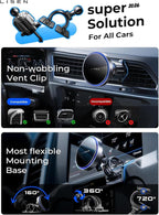 LISEN 15W MagSafe Car Mount Charger,Travel MagSafe Charger,Wireless Car Charger,Magnetic Phone Holder for Car,Phone Holders for Your Car Accessories for Women Men Jeep Ford for iPhone 17-12,Samsung