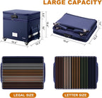 DocSafe File Box with Lock, 2-Layer Fireproof Document Box with Wheels,Collapsible File Storage Organizer with Pockets,Large 