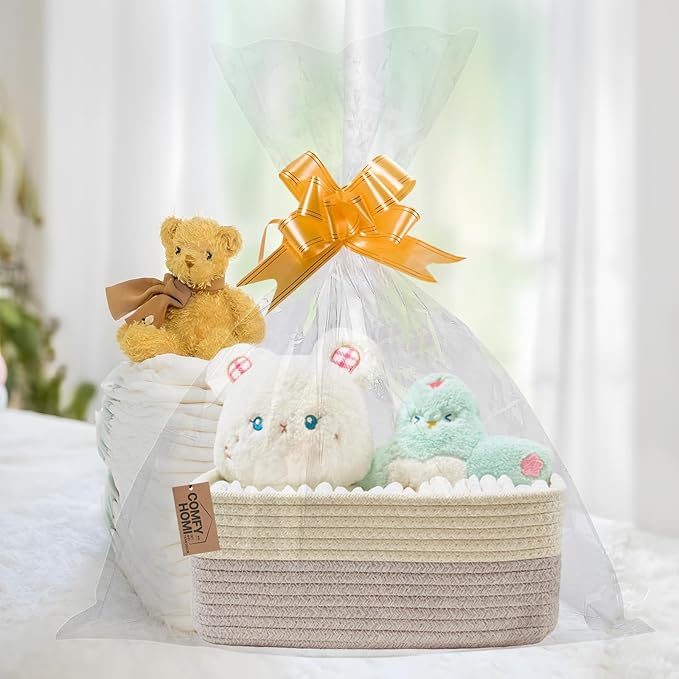 COMFY-HOMI 11.5"x7.5"x4.7" Storage Baskets for Organizing | Cotton Rope Woven Basket | Toy Storage Bin Box | Basket for Shelv
