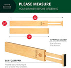 ROYAL CRAFT WOOD Adjustable Bamboo Drawer Dividers Organizers (17-22") - Bamboo Kitchen Drawer Organizer 7 Slot