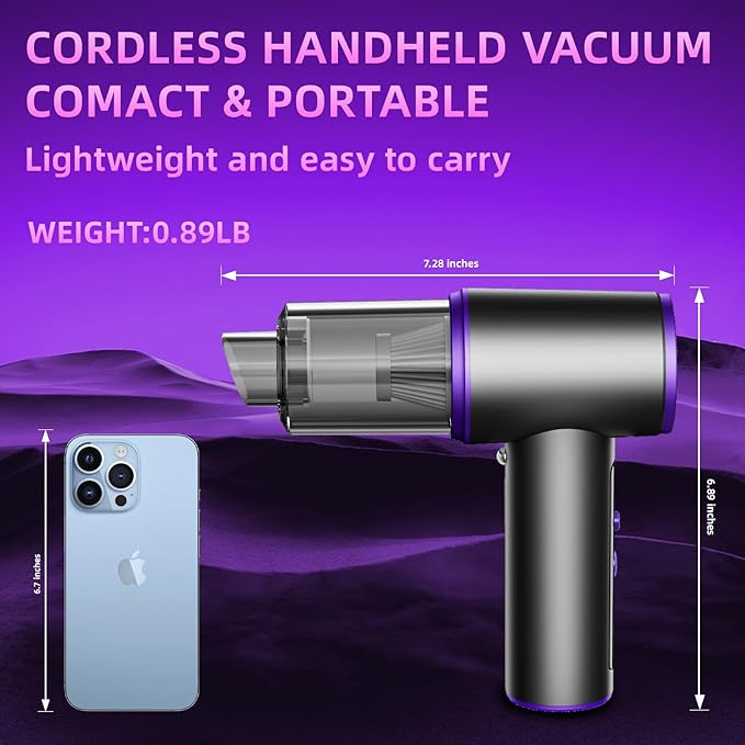 Aihoye Car Vacuum Portable Cordless, 22000PA High Power Mini Vacuum Cleaner with Brushless Motor, 4-in-1 Handheld Vacuum Clea
