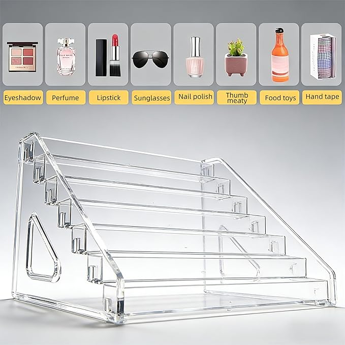 Acrylic 5Tier Display Stand Cosmetic Nail Polish Perfume Skincare Transparent Makeup Organizer Stand Women Gift Clear Case Sh