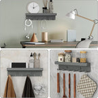 2 Pieces Key Holder for Wall Rustic Key and Mail Organizer 6 Key Hooks with Shelf Small Key Rack with Tray Adhesive Key Hange