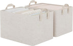 StorageWorks Storage Bins, Shelves Baskets for Organizing, Large Fabric Closet Organizers with Handles, Metal Frame, Beige-Co