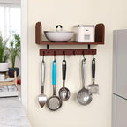 Selling at a Loss Promotion,Wooden Shelf with Hooks - Multipurpose Organizer for Kitchen, Books, Kitchen Shelf - Wall Mounted