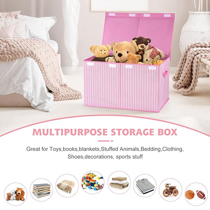 Mayniu Extra Large Toy Box Chest with Dividers, 120L Sturdy Toy Storage Organizer Bin Boxes Basket for Kids, Boys, Girls, Liv
