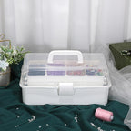 BTSKY 3-Layer Plastic Dividing Storage Box Craft Organizer with Adjustable Spacers Portable Handled Art Supply Organizer Mult