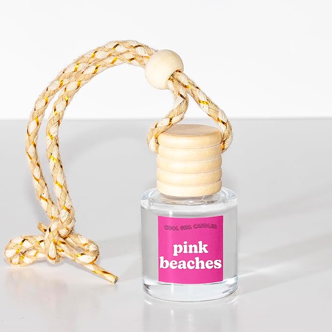 COOLGIRLCANDLES Pink Beaches Car Air Hanging Fragrance Oil Diffuser for Essential Oils, Long Lasting Car Diffuser Bottle