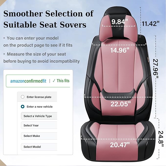 Coverado Universal Seat Covers Front, Universal Seat Covers for Cars, 2-Pack Waterproof Nappa Leather Car Seat Covers with He