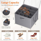 Lifewit Shoe Storage Organizer for Closet, Fabric Large Shoe Box Storage Containers with Clear Cover, Foldable Bins for Boots