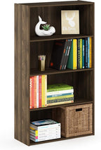 Furinno PASIR Book Shelf, 4-Tier Bookshelf, Bookcase with Open Shelf, 9.4 x 23.6 x 41.7, for Living Room, Bedroom, Home Offic