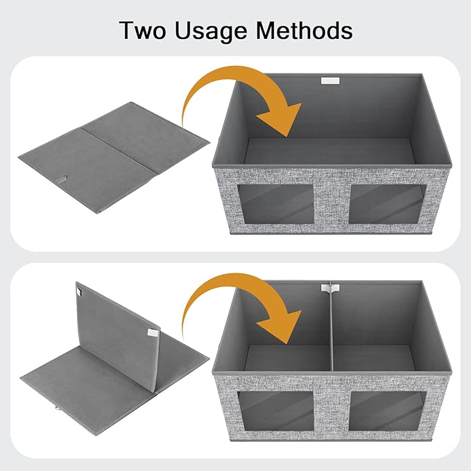 Univivi Large Foldable Fabric Storage Bins with lids [2-Pack] Collapsible Closet Storage Box for Clothes, Closet Organizer wi
