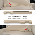 Car Seat Gap Filler Set of 2, 3IN1 Seat Side Gap Filler Plug with Storage Slot & Hook Function, Soft Foam Universal Fit Car SUV Truck Fill Gap Between Seats Console Organizer（Narrow Beige）