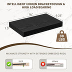 16 Inch Floating Shelves, 16"x9.25"x1.5" Inch Deep Floating Shelves for Wall, Wooden Shelves for Bathroom, Bedroom, Living Ro