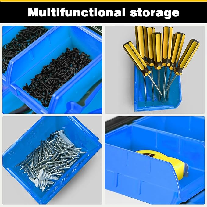 Ultrawall Wall Mounted Storage Bins, Plastic Hanging Storage Organizer Bins, Garage Tool Storage System for Screws, Nuts, Bol