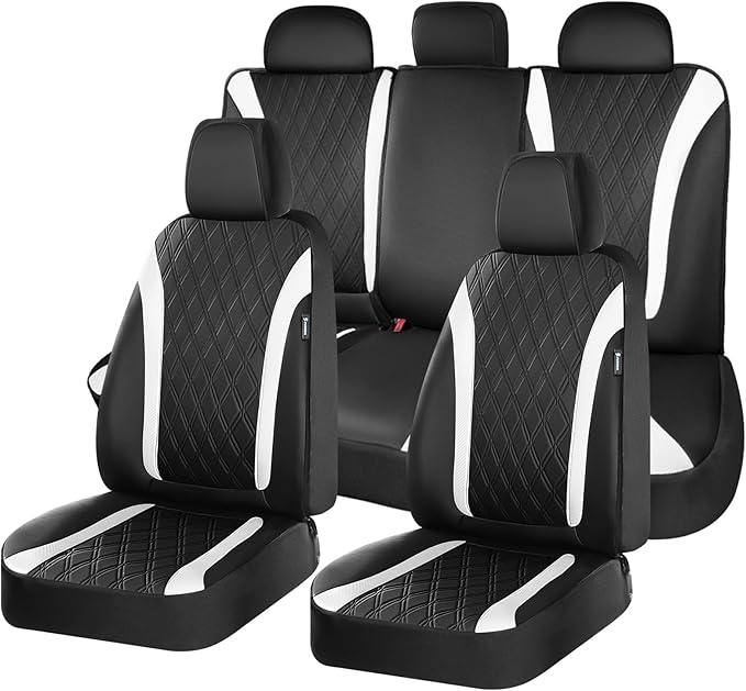 FLORICH Seat Covers, Car Seat Covers Full Set, Waterproof Leather Car Seat Protector, Front and Rear Seat Covers for Cars, Au