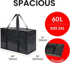 NZ home Insulated Bags for Food Delivery (2XL PRO) Grocery Shopping Cooler Bag, Pizza Delivery, Hot & Cold Catering Tote, Reusable, Foldable & Heavy Duty (2 Pack, Black)