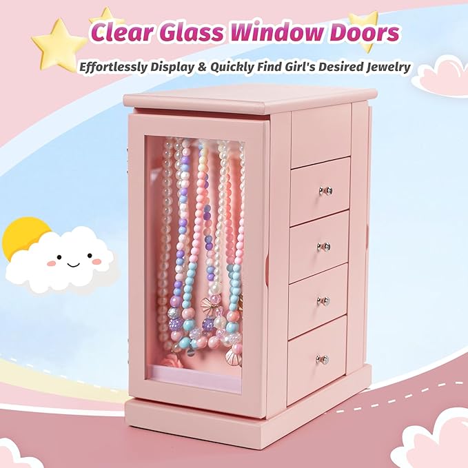 Emfogo Jewelry Box for Girls, Musical Jewelry Box with Spinning Dancer Gifts for Little Girls Christmas New Year Birthday Chi