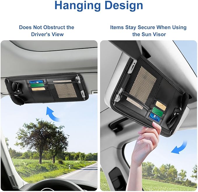 Car Sun Visor Organizer for Ford Transit 250 2025-2015, Document Holder Multifunctional Storage Pocket Vehicle Interior Travel Accessories