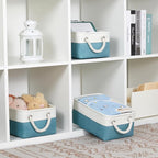 Bidtakay Small Storage Baskets for Shelves 3 Pack Fabric Storage Bins for Organizing Linen Collapsible Organizer for Closet-W