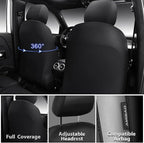 CAR PASS Memory Foam Car Seat Covers Full Set,Breathable Mesh Thick Seat Covers for Car,Gray Metal Film Leather Seat Covers,U