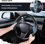 Steering Wheel Cover for Tesla Model 3 (2017-2023) / Model Y (2020-2024),Anti-Slip,Comfortable Grip, Breathable,Customized for Tesla Model 3/Y Accessories,Matte Black