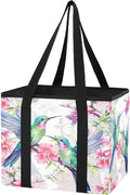 Hummingbirds Reusable Grocery Bags Large Shopping Tote Bag with Reinforced Bottom Board, Water Resistant Foldable Storage Bag