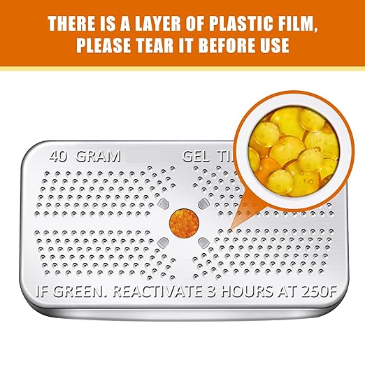 6 Pack 40 Gram Silica Gel Canister Dehumidifier Desiccant Orange to Green Reusable Indicating Desiccant Moisture Absorber