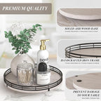 10" Oak Bathroom Vanity Tray Turntable for Perfume Candle, Round Wooden Decorative Tray for Kitchen Sink Countertop Organizer
