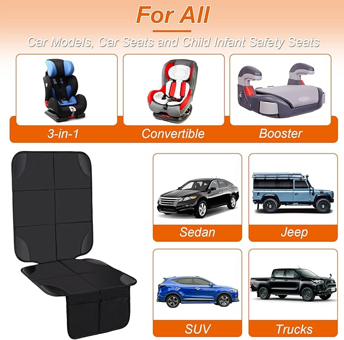 Car Seat Protector,2Pack Car Seat Cushion,with Thickest Padding and Non-Slip Backing,Waterproof 600D Fabric Car Seat Covers w