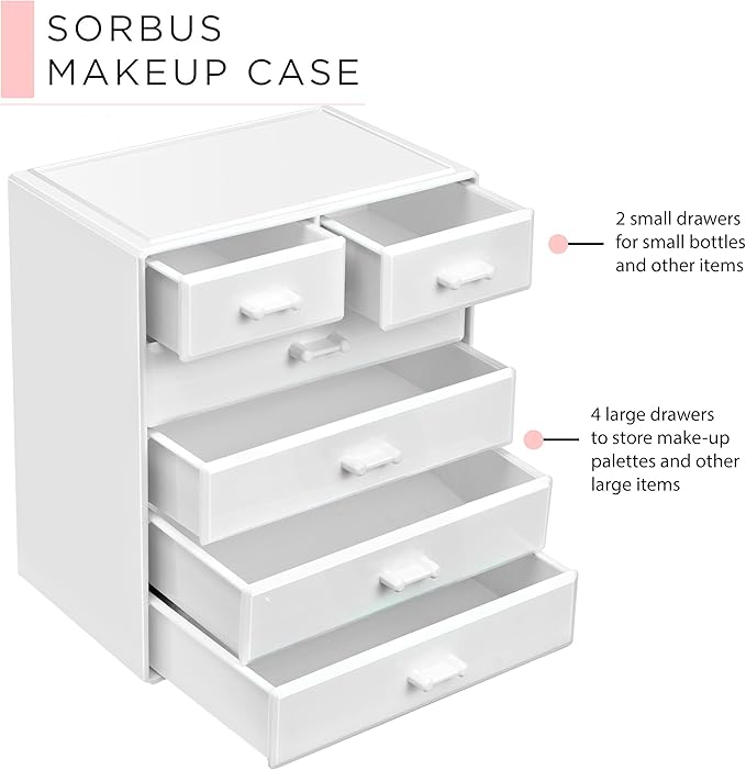 Sorbus Acrylic Makeup Organizer - Organization and Storage Case for Cosmetics Make Up & Jewelry - Large Makeup Organizer for 