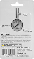 Slime 20048 Dial Gauge, Analogue, Mini, 5-60 psi with Bleeder Valve