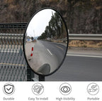 Wall Mounted Convex Mirror Wide Angle - Safety Blind Spot Mirror for Garage Driveway Warehouse Parking Lot, Traffic Security Surveillance, 360° Visibility (24" Black)