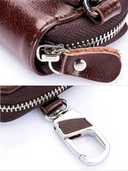 Large Leather Key Case Wallet with 12 Hooks & 1 Keychain/Ring for Men or Women