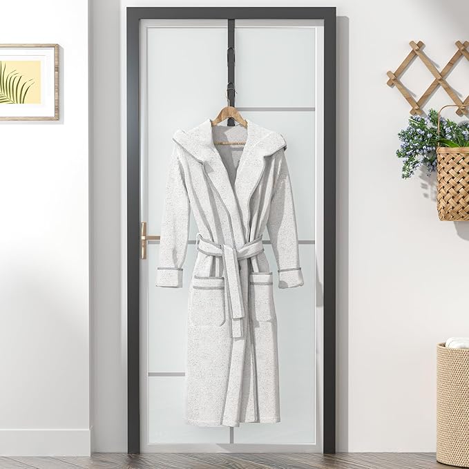 Over The Door Hooks Long with 6 Hooks, Behind The Door Towel Racks for Bathroom, Door Purse Bag Coat Robe Hanger, Hat Clothes