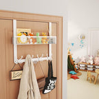 SWTYMIKI Over The Door Hook with 16 Hooks & Mesh Baskets - Heavy Duty Over The Door Organizer Hanger for Towels, Coats, Cloth